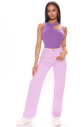 Sittin' Pretty Slouchy Straight Leg Jeans - Lavender
